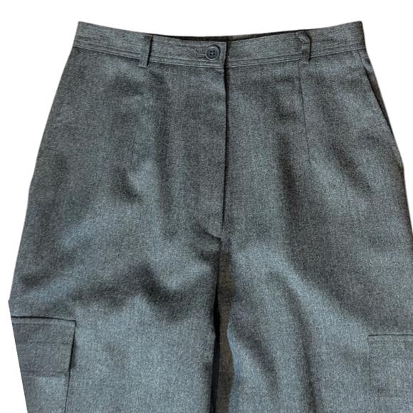 Vtg Talbots Gray Trousers 100% Wool Cargo Pockets Quiet Luxury Trousers W27 Sz 6 - Picture 3 of 9